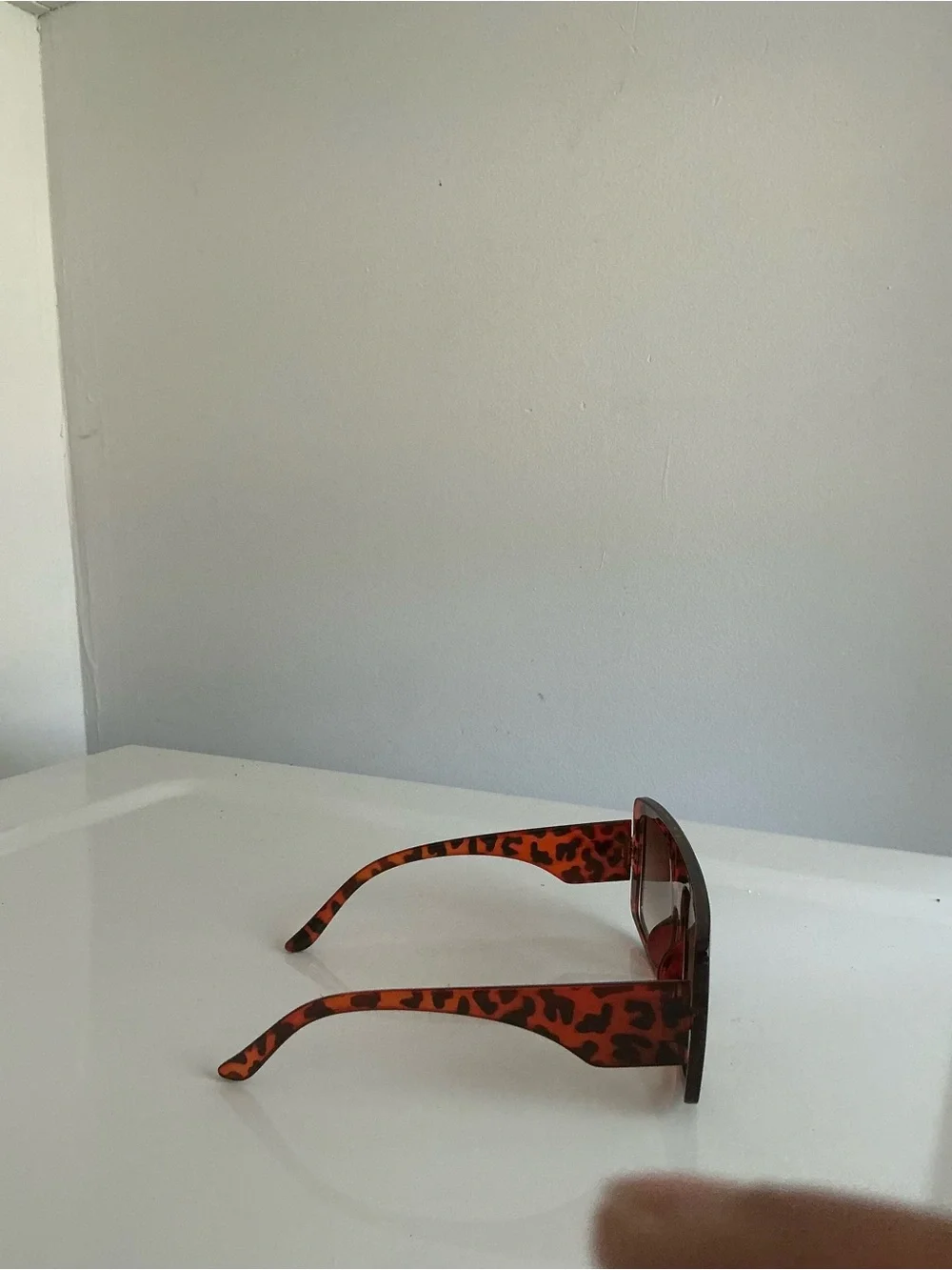 Tortoiseshell Square Shield Sunglasses - Brown Gradient